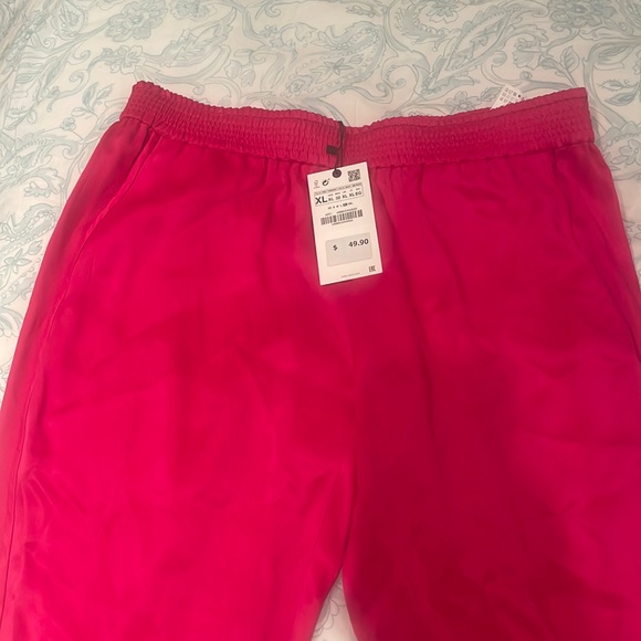 Zara Pants Jumpsuits Zara Pink Silk Pants Poshmark
